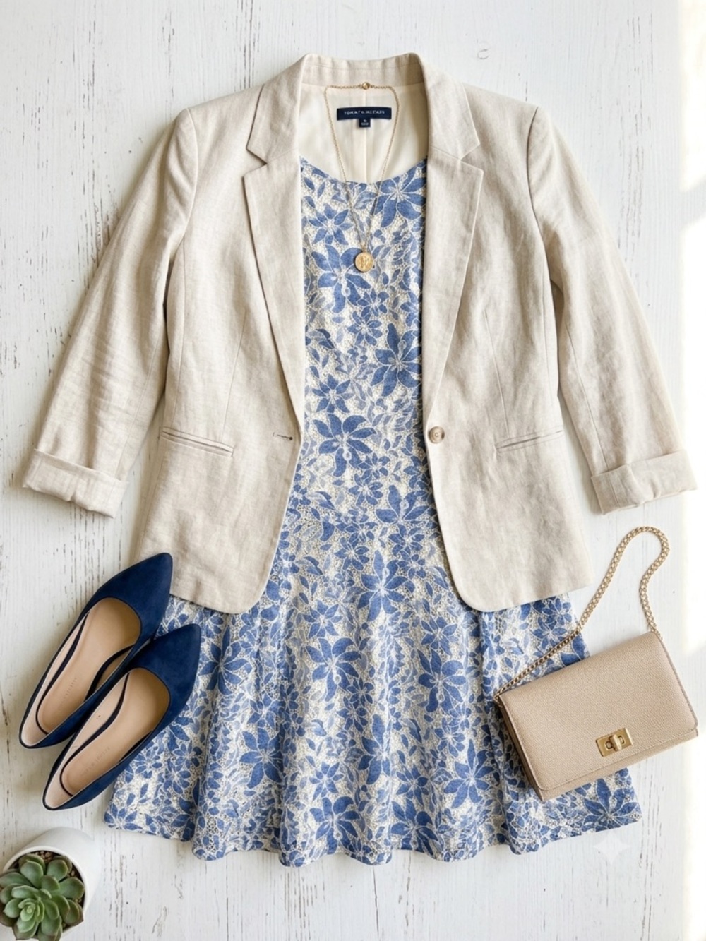 Tommy Hilfiger Blue & White Floral Lace Sleeveless Dress Size 18